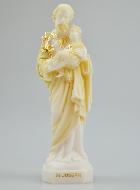 Statue de St Joseph au Lys en Albâtre et Dorure - 14 cm