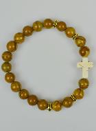 Bracelet Religieux en Marbre Jaune et Croix