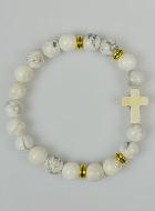 Bracelet Religieux en Howlite et Croix