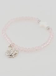 Bracelet Religieux en Cristal Rose et Croix en Nacre