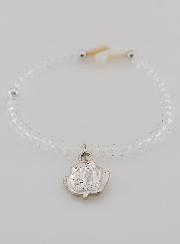 Bracelet Religieux en Cristal et Croix en Nacre