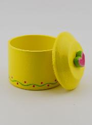 Boîte à Chapelet en Bois - Jaune et Coeur Rose