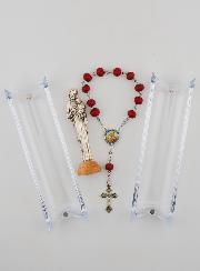 Statue Saint Joseph sur Socle & son Dizainier en Bois de Rose