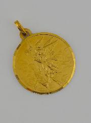 Médaille Saint Michel Archange en Or Massif 18 Carats Brillante - 18 mm