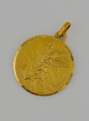 Médaille Saint Michel Archange en Or Massif 18 Carats Brillante - 18 mm