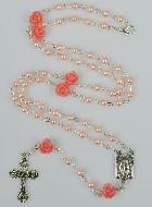 Chapelet de Lourdes en Perles de Nacre Rose