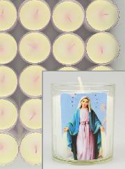 10 Bougies Veilleuses d'Eglise -  Vierge Miraculeuse