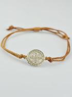 Bracelet Médaille de Saint Benoît - Marron