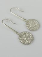 Boucles d'Oreilles Médaille Croix Antique - Argent 925/1000