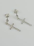 Boucles d'Oreilles Croix Martelé en Argent Massif 925/1000