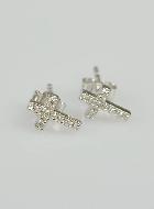 Boucles d'Oreilles Croix & Diamants - Argent Massif 925/1000