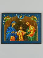 Icône Byzantine de la Sainte Famille aux étoiles - 8.5 cm