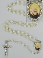 Chapelet en Perles de Nacre Véritable - Médaille Padre Pio