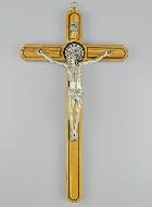 Crucifix de Saint Benoît en Bois d'Olivier - 35cm