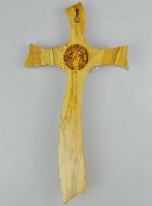 Croix de Saint Benoît en Bois d'Olivier - 27cm