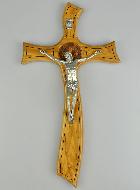 Crucifix de Saint Benoît en Bois d'Olivier - 32cm