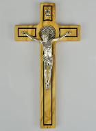 Crucifix de Saint Benoît en Bois d'Olivier - 20 x11cm