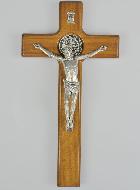 Crucifix de Saint Benoît en Bois Foncé - 20 x11cm