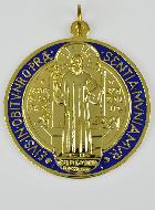 Grande Médaille de Saint Benoit en Métal Doré - 10 cm