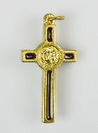 Pendentif Croix de Saint Benoit Doré & Marron