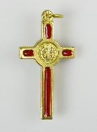 Pendentif Croix de Saint Benoit Doré & Rouge