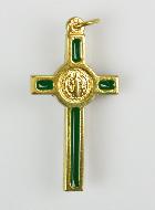 Pendentif Croix de Saint Benoit Doré & Verte