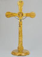 Croix de Saint Benoît en Bois d'Olivier et Bronze - 52cm