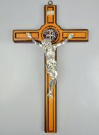 Grand Crucifix Mural de Saint Benoît en Bois - 48cm