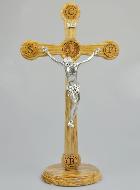 Crucifix de Saint Benoît en Bois d'Olivier et Bronze - 52cm