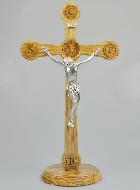 Crucifix de Saint Benoît en Bois d'Olivier et Bronze - 52cm