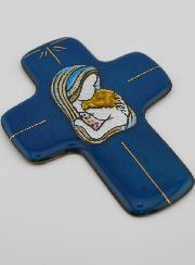 Croix de la Sainte Vierge Marie à L'Enfant en Emaux du Liban