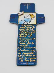 Croix de Baptême Garçon & Prière en Emaux du Liban