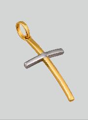 Pendentif Croix du Christ Or Jaune & Or Blanc - 25mm - Or Massif 18 Carats