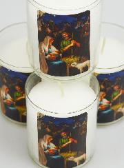 4 Bougies Veilleuses de Noël Blanche - La Nativité du Christ