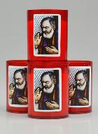 4 Bougies Veilleuses Padre Pio - Rouge