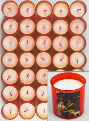 10 Bougies Veilleuses de Noël Rouge - La Nativité du Christ