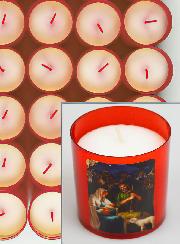 10 Bougies Veilleuses de Noël Rouge - La Nativité du Christ
