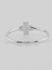 Bague Croix & Diamants - Argent Massif- Taille 54