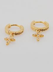 Boucles d'Oreilles Créoles Croix Orthodoxe Or & Diamants