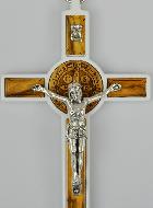 Croix de Saint Benoît en Bois - Blanche - 13cm