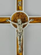 Crucifix de Saint Benoît en Bois - Blanc - 13cm