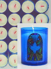 24 Bougies Veilleuses Saint Esprit de Paix - Bleue