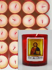 24 Bougies Veilleuses Christ Pantocrator - Rouge