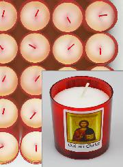 24 Bougies Veilleuses Christ Pantocrator - Rouge