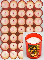 24 Bougies Veilleuses Rouge Sainte Famille