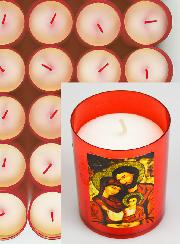 24 Bougies Veilleuses Rouge Sainte Famille