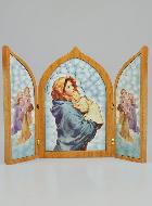 Icône Triptyque Sainte Vierge de Tendresse - 23 cm