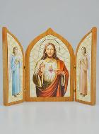 Icône Triptyque Sacré Coeur de Jésus - 23 cm
