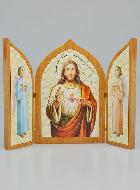 Icône Triptyque Sacré Coeur de Jésus - 23 cm