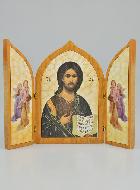 Icône Triptyque Jésus-Christ Pantocrator - 23 cm